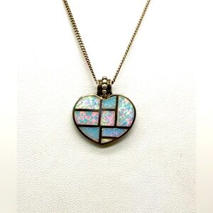 Sterling Silver Opal Inlay Heart Pendant